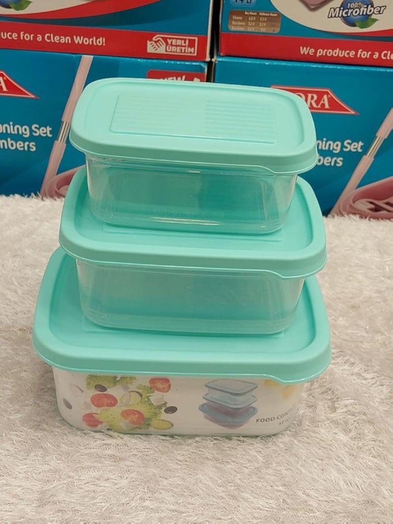Food Storage Containers with Lids, 3-Piece Set, Mint Green, 1000/1500/2500 ml